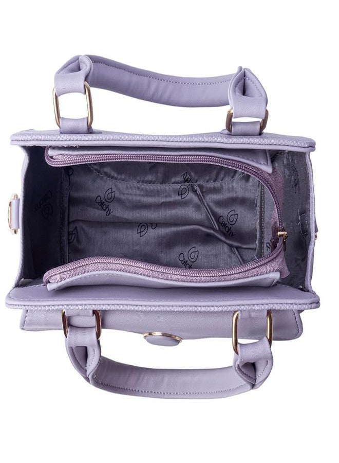 Catchy Purple Faux Leather Zip Closure Womens Sling Bag - Image 5